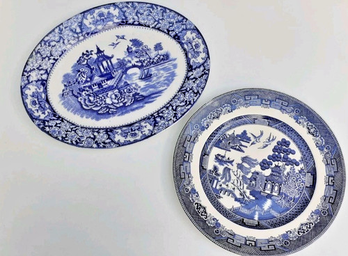 Vintage willow plates - 2, plates-1