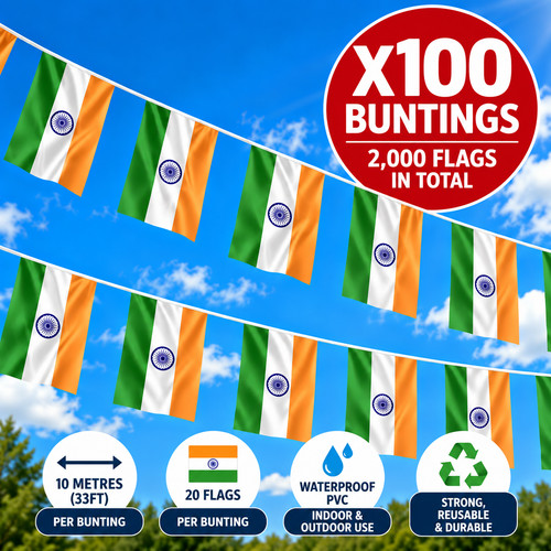100 india flag bunting - flag,