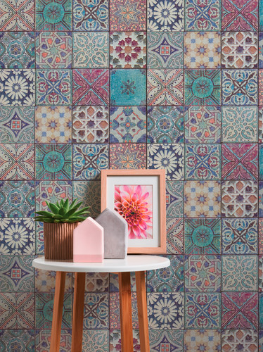 Colourful moroccan tile effect - moroccan,