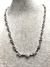 Seed Imitation Pearl Bead Necklace Silver Tone Link Pretty Retro Jewellery 60cm