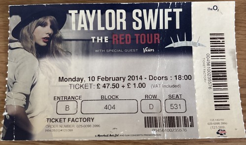 Taylor swift red tour stub - taylor,