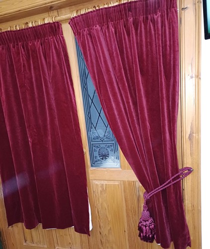 Vintage velvet curtains - curtains., red