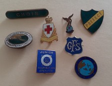 Job Lot of 8 Vintage Enamel Badges. Incls RAFA, Red Cross & Rural Workers Union