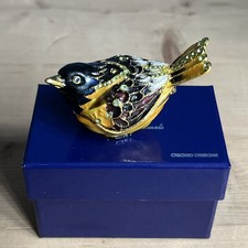 Bird Trinket Box Gift Ornament. Metal Enamel