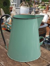 Huge Vintage Enamel Green Jug