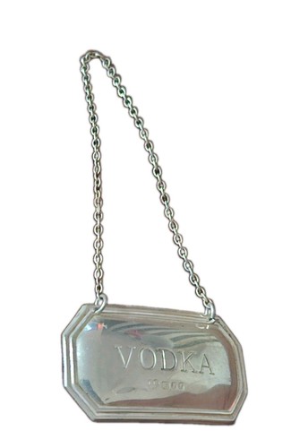Silver decanter label - label,