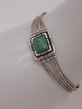 Beautiful Vintage 925 Silver Navajo Turquoise Multi Strand Bracelet 17cm 10.00g 