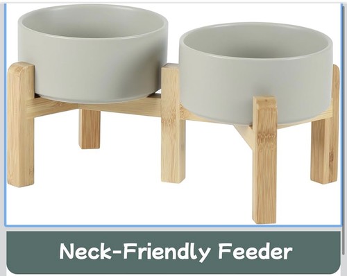 Elevated dog double bowls set - ,