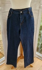 QVC Diane Gilman Dark Indigo Jeans W/Crystal Embellishment Size 18 Short