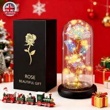 LED Light Eternal Rose in Glass Dome Birthday Gifts Mothers Day Women Girlfriend