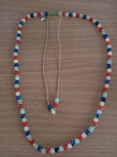 Vintage Lola-Rose Fine Red/White/Blue Semi-Precious Gemstone Necklace & Pouch