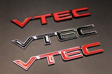 VTEC V TEC Side Fender Wing Door Boot Badge Emblem Black Chrome Red for Honda