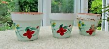 3 Hand Painted Distressed Terracotta Plant Pots 8 cm across