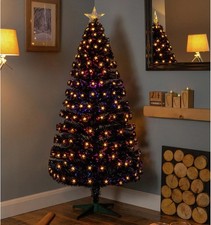 Christmas Tree 6ft Premier 1.8m Black Fibre Optic Warm White LED Pre Lit