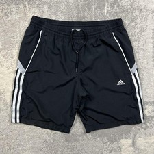 Vintage 00s Adidas Shorts W32 Medium Mens Nylon Black/White 3 stripes