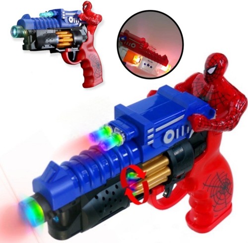 Spiderman toy gun rotating - gun,