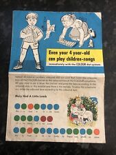Vintage COLOR Dot XYLOPHONE  Childrens Nursery Rhyme Sheet Music 1960s