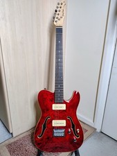 Harley Benton TE-90QM Transparent Red Semi Hollow Tele Style Electric Guitar