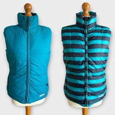 Puffa Reversible Gilet Bodywarmer Jacket Sz 12 Navy Blue Striped Padded Casual