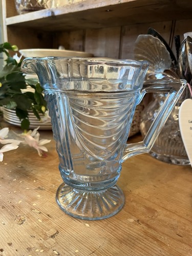 Vintage blue glass jug - blue,