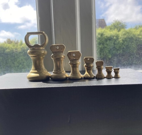 Brass weights vintage scales - vintage,