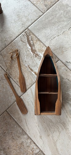Vintage wooden boat - 16", shelf