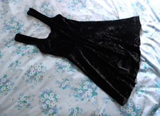 TopShop Black Stretch Velvet Skater Dress Size 4 Petite Short Cocktail Mini LBD