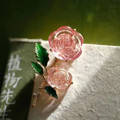 Pink flower brooch vintage - pink,