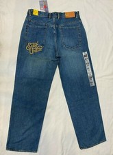 ECKO UNLTD EMBROIDERED STONE WASH JEANS MENS  BAGGY STYLE URBAN HIP HOP VINTAGE 