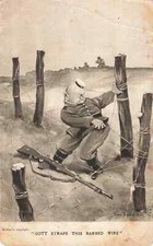 Great Britain WW1 Postcard, Barbed wire, artist card by Bruce Bairnsfather