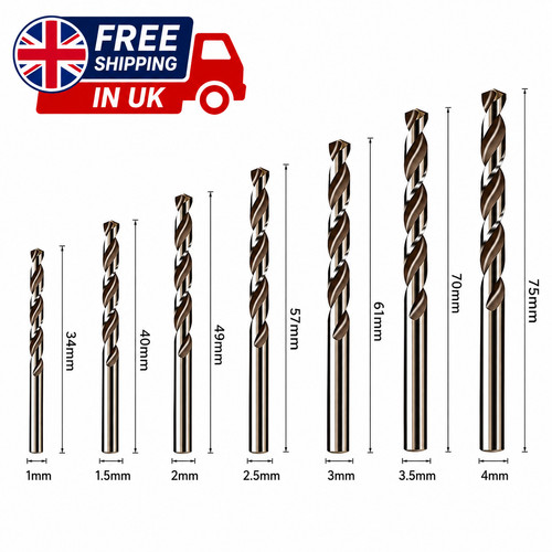 5pcs hss m35 - cobalt, drill