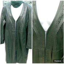 CENTIGRADE Rare Unusual Real LEATHER LONG COAT Sz-18-20