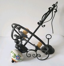 Vintage Wrought Iron Chandelier Rustic Black 3 Arm Candle Effect Ceramic Globe