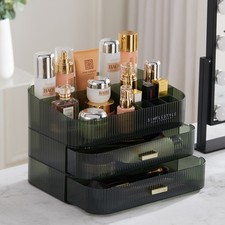 Tabletop Cosmetic Storage Organiser Makeup 2 Drawers Skincare Display Case Box