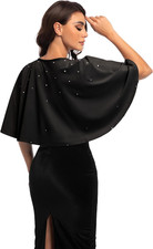Women's Soft plush Shawl Wraps Shrug stunning pearls for Evening Dress Wedding C