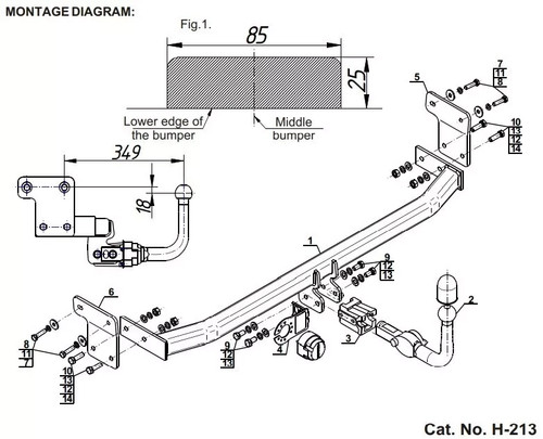 Detachable tow bar - bar, for