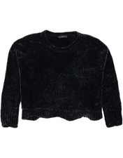 ZARA Womens Oversized Crew Neck Jumper Sweater UK 14 Medium Navy Blue PL04