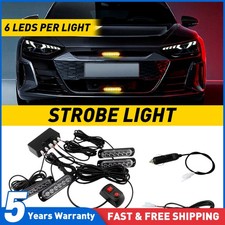 4PCS Amber Yellow LED Strobe