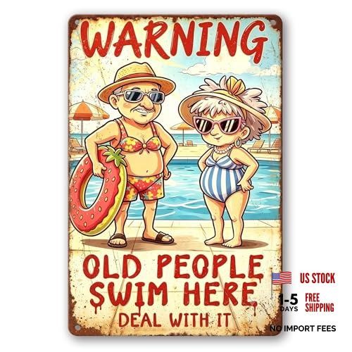 Pool warning metal sign - warning,
