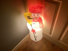 Pair Vintage Outdoor Snowman & Father Christmas Blow Mold Light Up Decorations