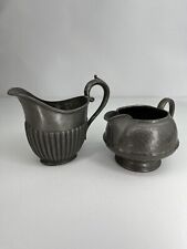 Antique 2pc set Pewter Creamer