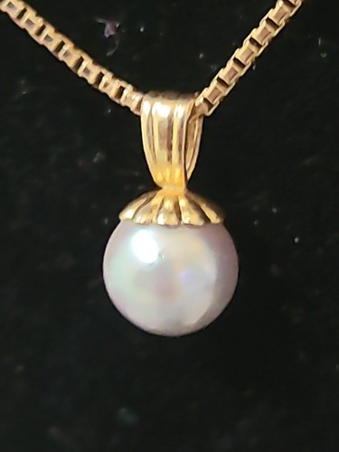 14k pearl pendant - with, chain