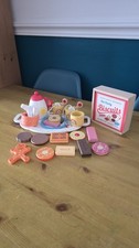 Wooden Tea Set Toy Pretend Role Play Biscuits Counting Food