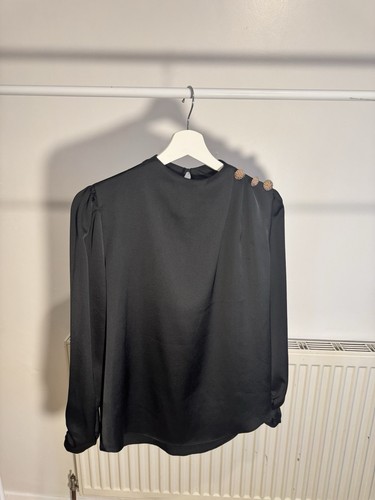 Black silk blouse - black, gold