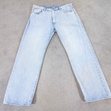 Levis 555 Jeans Mens W38 L32 Blue Denim Relaxed Straight Distressed Light Wash