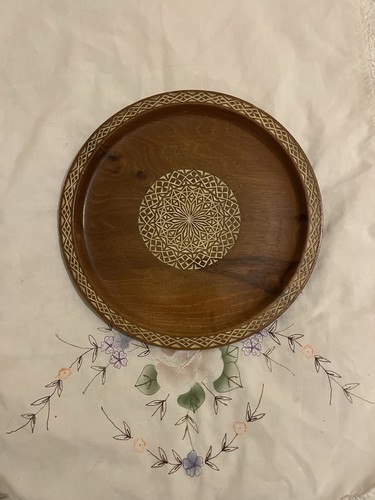 Hand carved wooden plate - carved,