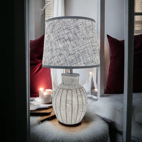 Rustic grey ceramic table - table, lamp