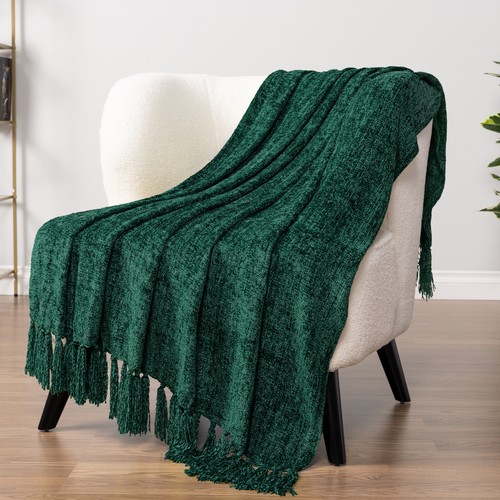 Soft chenille knitted throw - knitted,