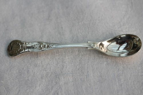 Large solid silver salt - , spoon