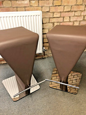 x 2 Cattelan Italia Designer Bar / Kitchen Stools with Chrome Base and Foot Rest